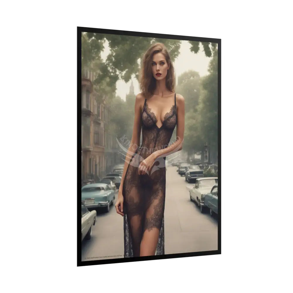 Tall Giantess Giant Woman Lady Sheer Street Fashion Girl Rolled Posters — Subtle Sexy Seductive Wall Art Poster