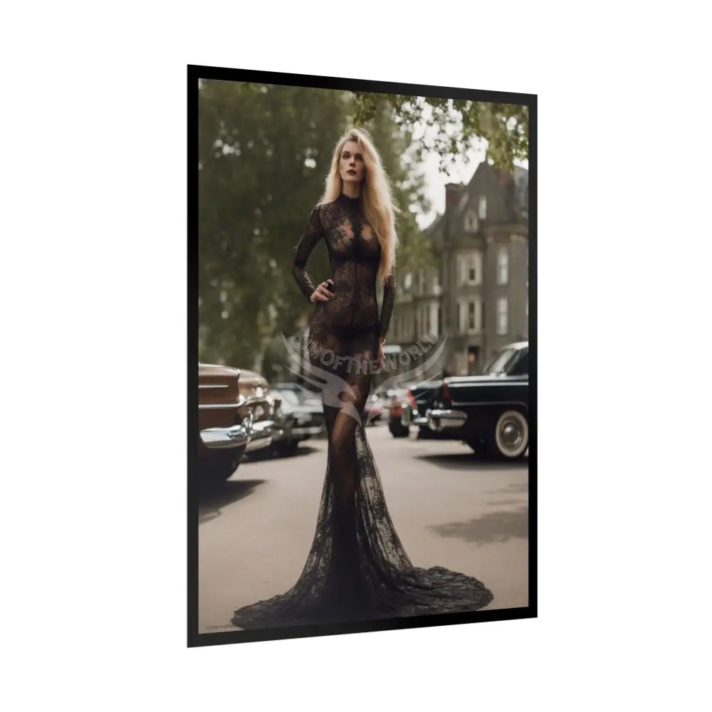 Tall Girl Giantess Sheer Street Fashion Girl Rolled Posters — Subtle Sexy Seductive Wall Art Poster