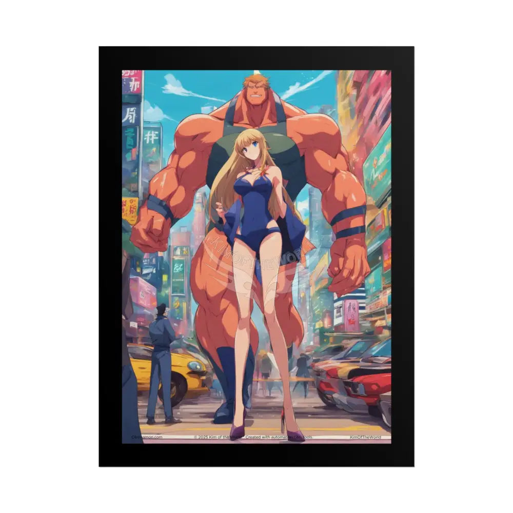 Tall Girlfriend Giant Giantess Anime Giant Lady Girl Poster — Rolled Art Print 18″ x 24″ (Vertical) / Matte Poster