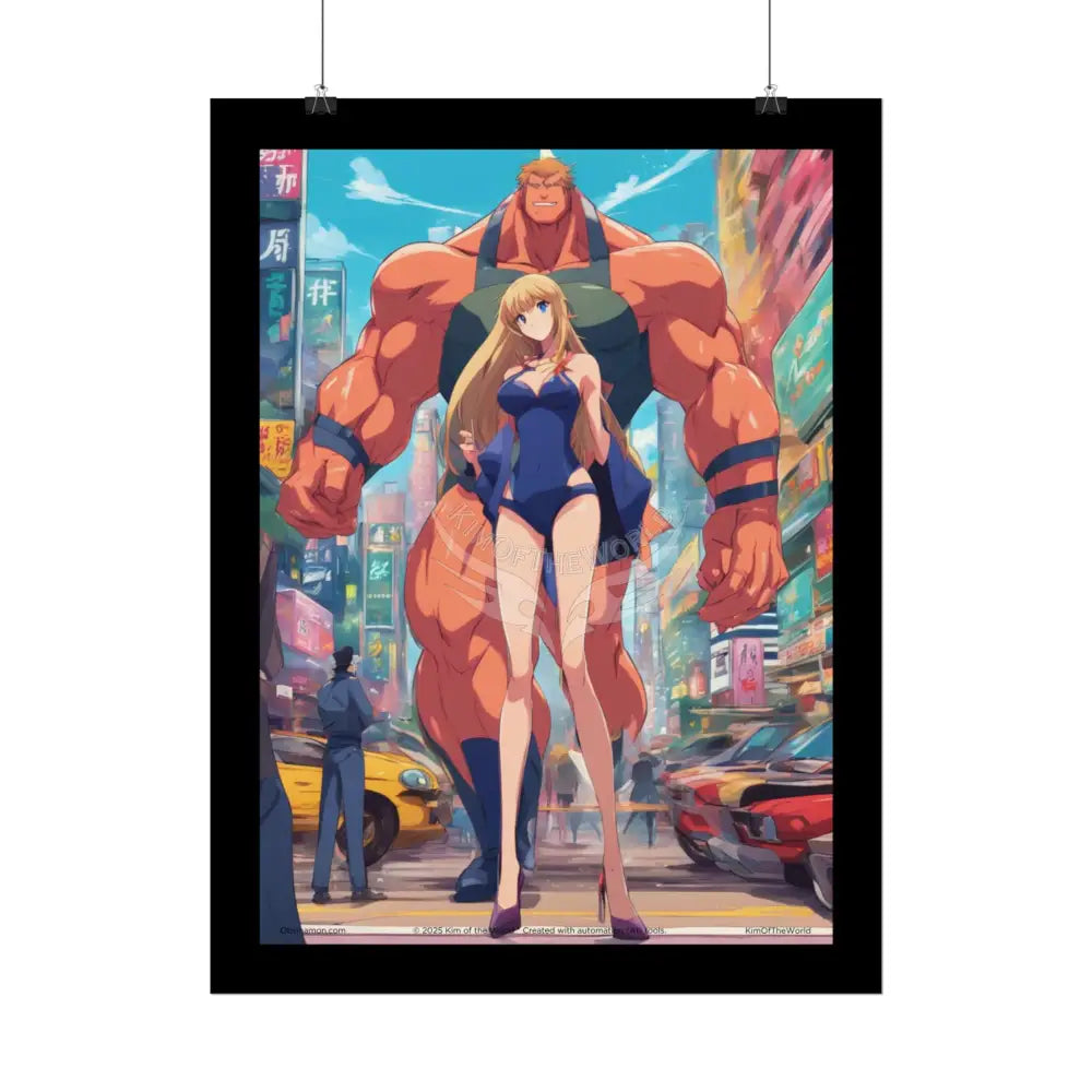 Tall Girlfriend Giant Giantess Anime Giant Lady Girl Poster — Rolled Art Print Poster