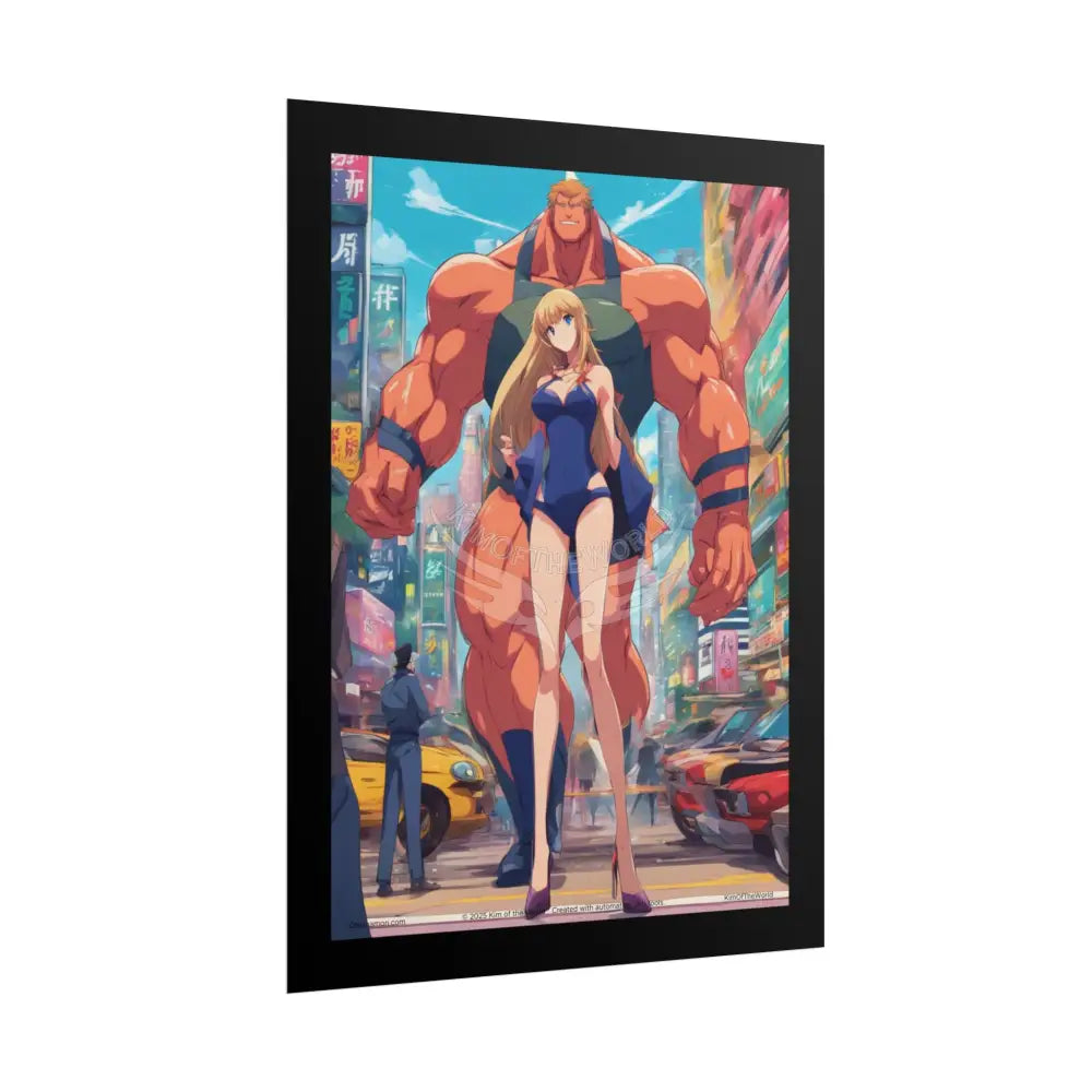 Tall Girlfriend Giant Giantess Anime Giant Lady Girl Poster — Rolled Art Print Poster