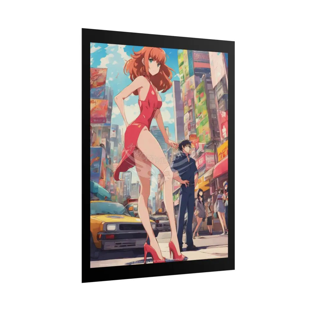 Tall Girlfriend Giant Giantess Anime Giant Lady Girl Poster — Rolled Art Print Poster