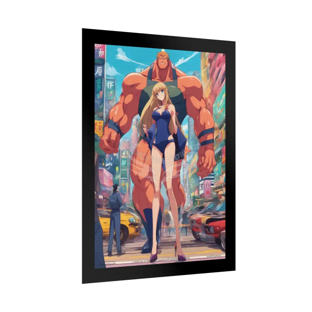 Tall Girlfriend Giant Giantess Anime Giant Lady Girl Poster — Rolled Art Print Poster