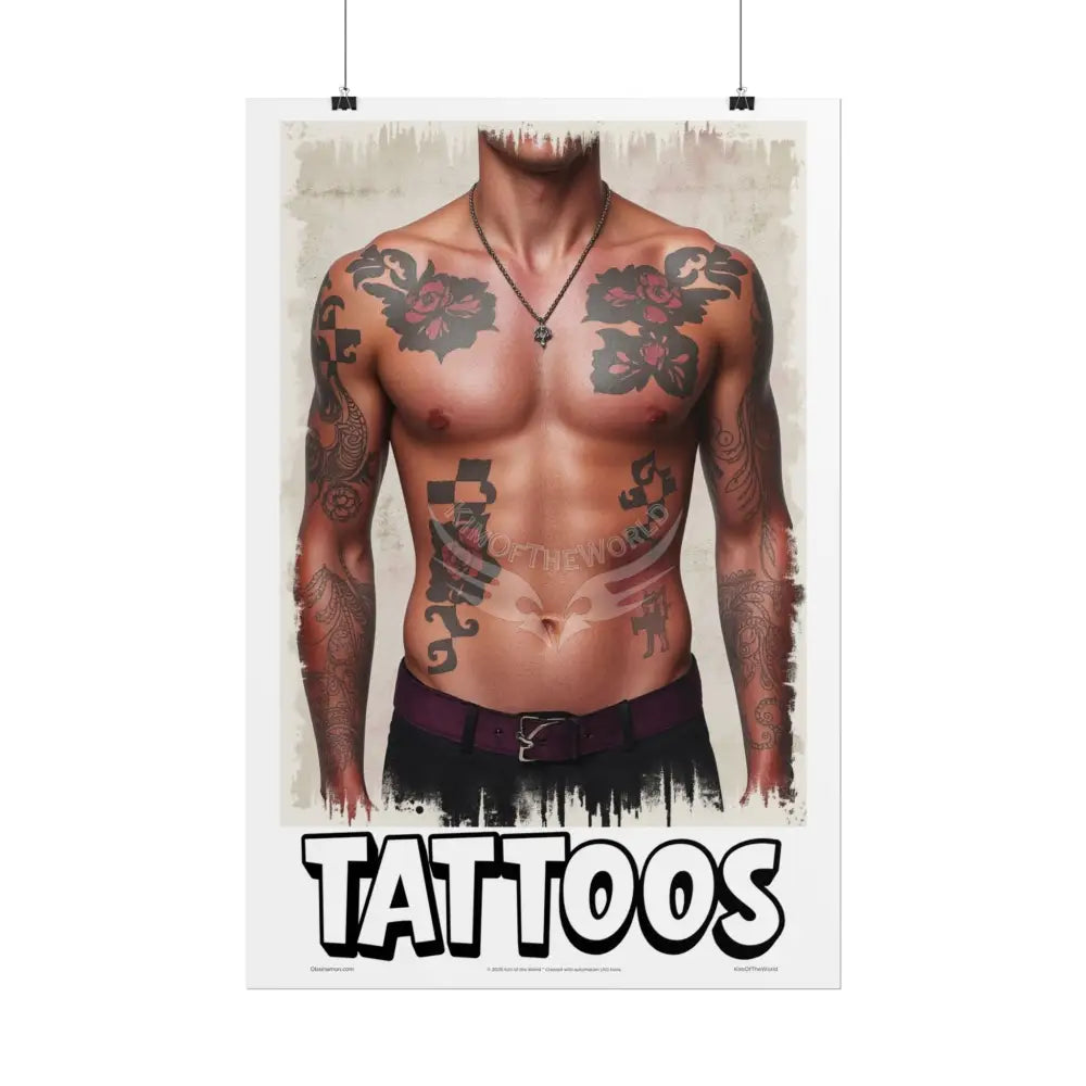 ’Tattoos’ Parlor Shop Sign Tattooed Person - Sexy Tattooed Rolled Poster Poster