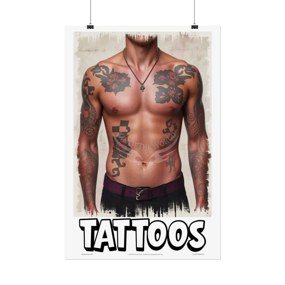 ’Tattoos’ Parlor Shop Sign Tattooed Person - Sexy Tattooed Rolled Poster Poster