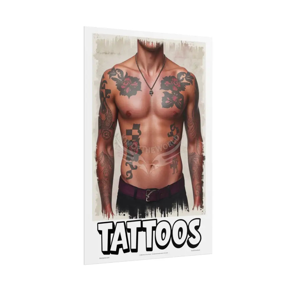 ’Tattoos’ Parlor Shop Sign Tattooed Person - Sexy Tattooed Rolled Poster Poster