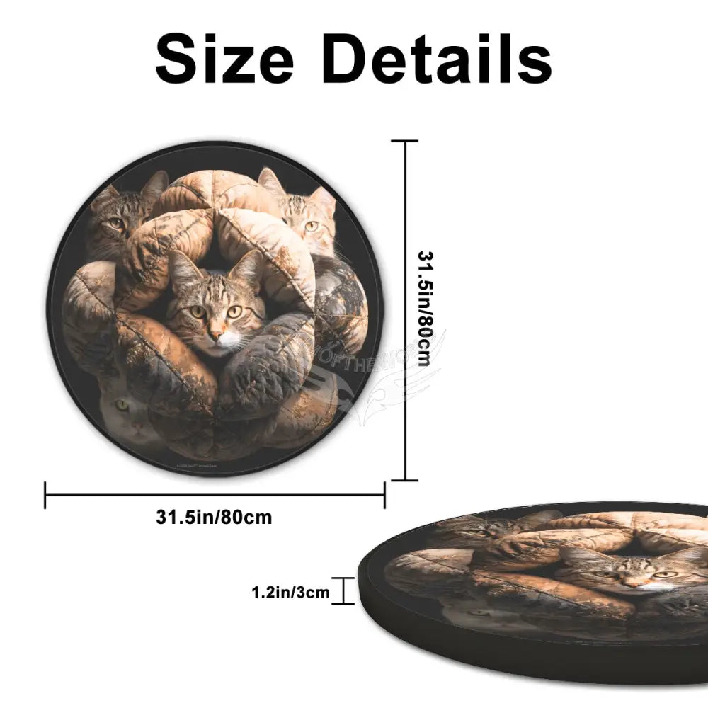 The Cat Pillows are Serious - Large Round Framed Canvas Prints Wall Art 32’’ Wall Art