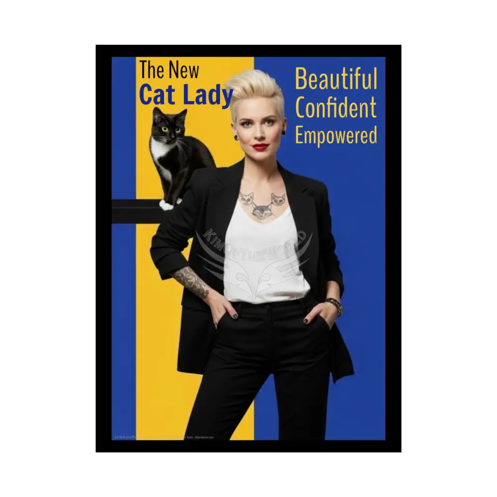 ’The New Cat Lady: Beautiful Confident Empowered’ - Change the Narrative Modern Ad Poster - Rolled Poster 18″ x 24″
