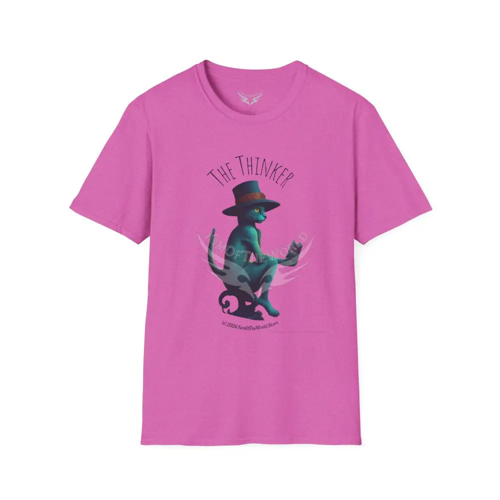Thinking Cat Tee - Softstyle T-Shirt Heather Berry / S T-Shirt
