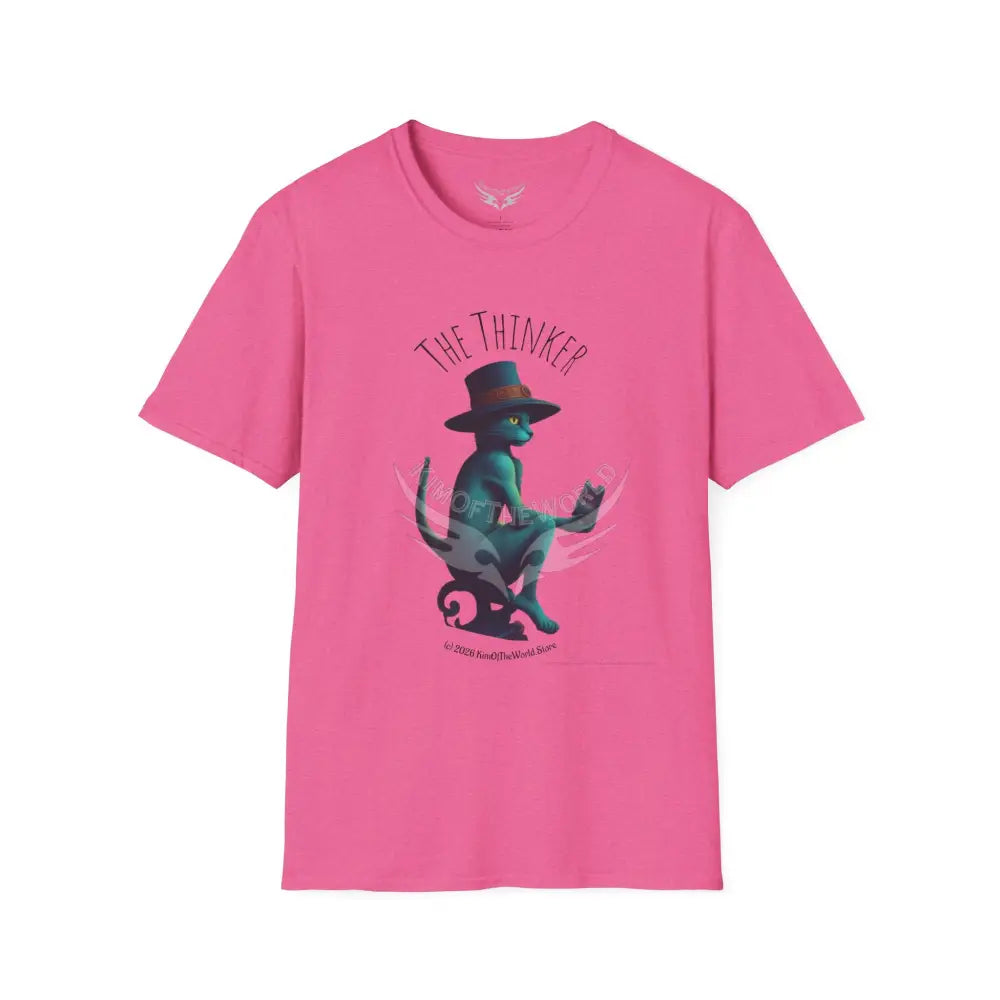 Thinking Cat Tee - Softstyle T-Shirt Heather Heliconia / S T-Shirt