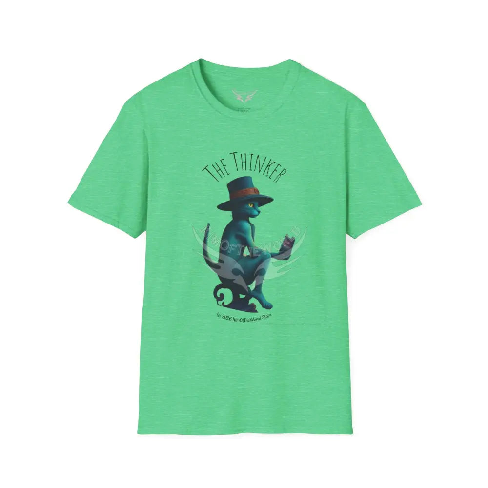Thinking Cat Tee - Softstyle T-Shirt Heather Irish Green / S T-Shirt