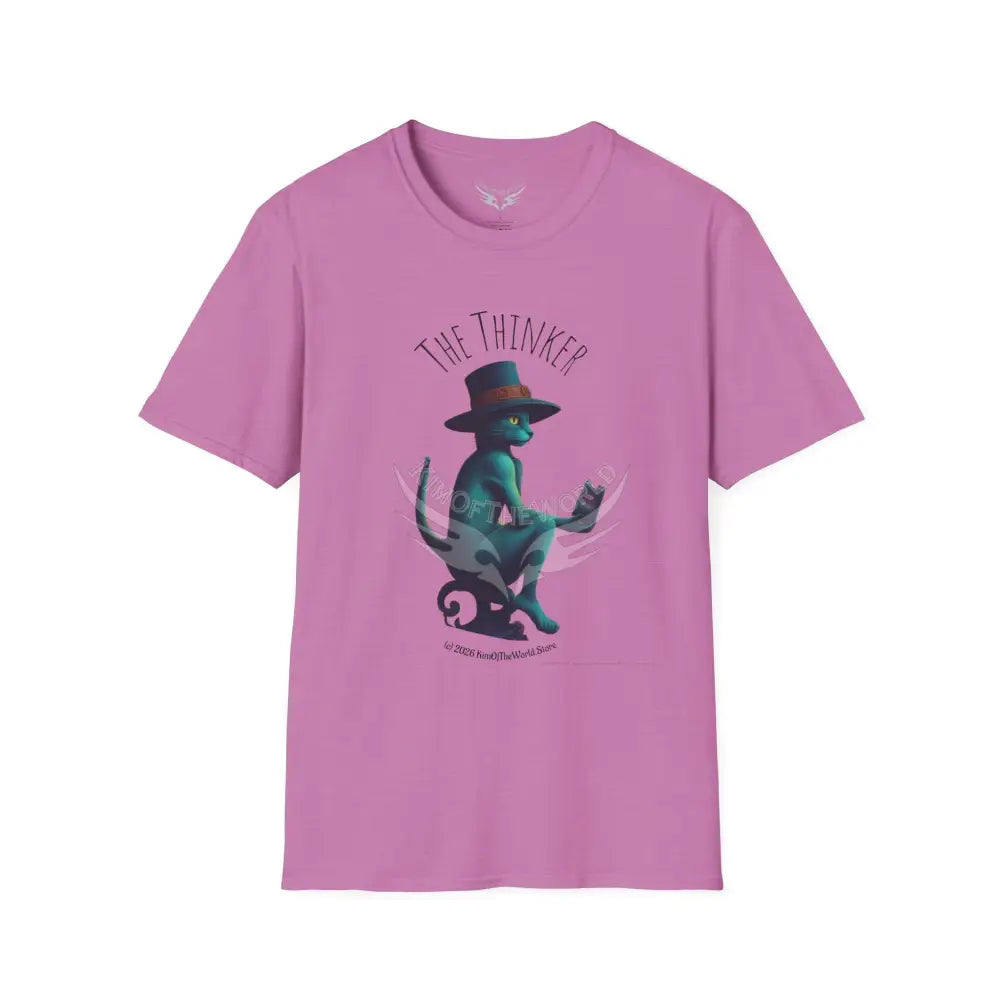 Thinking Cat Tee - Softstyle T-Shirt Heather Radiant Orchid / S T-Shirt