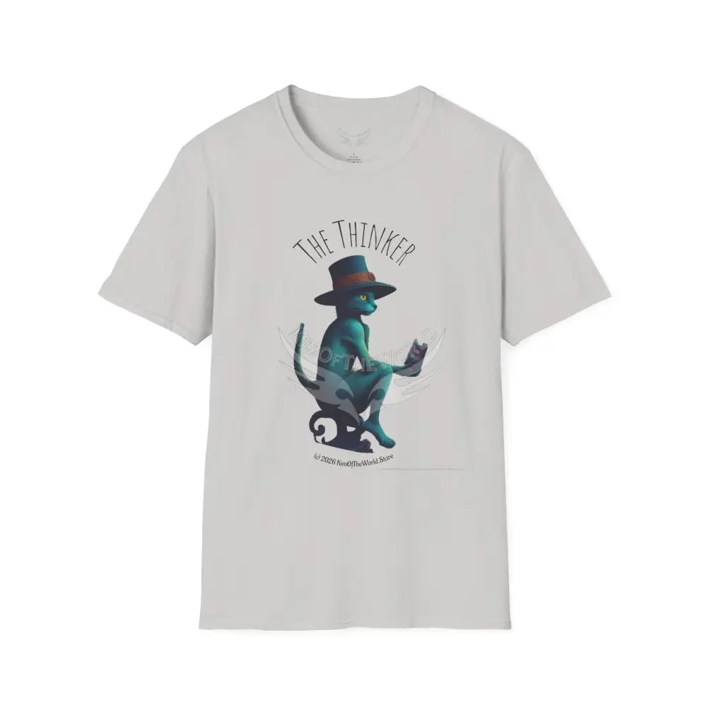 Thinking Cat Tee - Softstyle T-Shirt Ice Grey / S T-Shirt