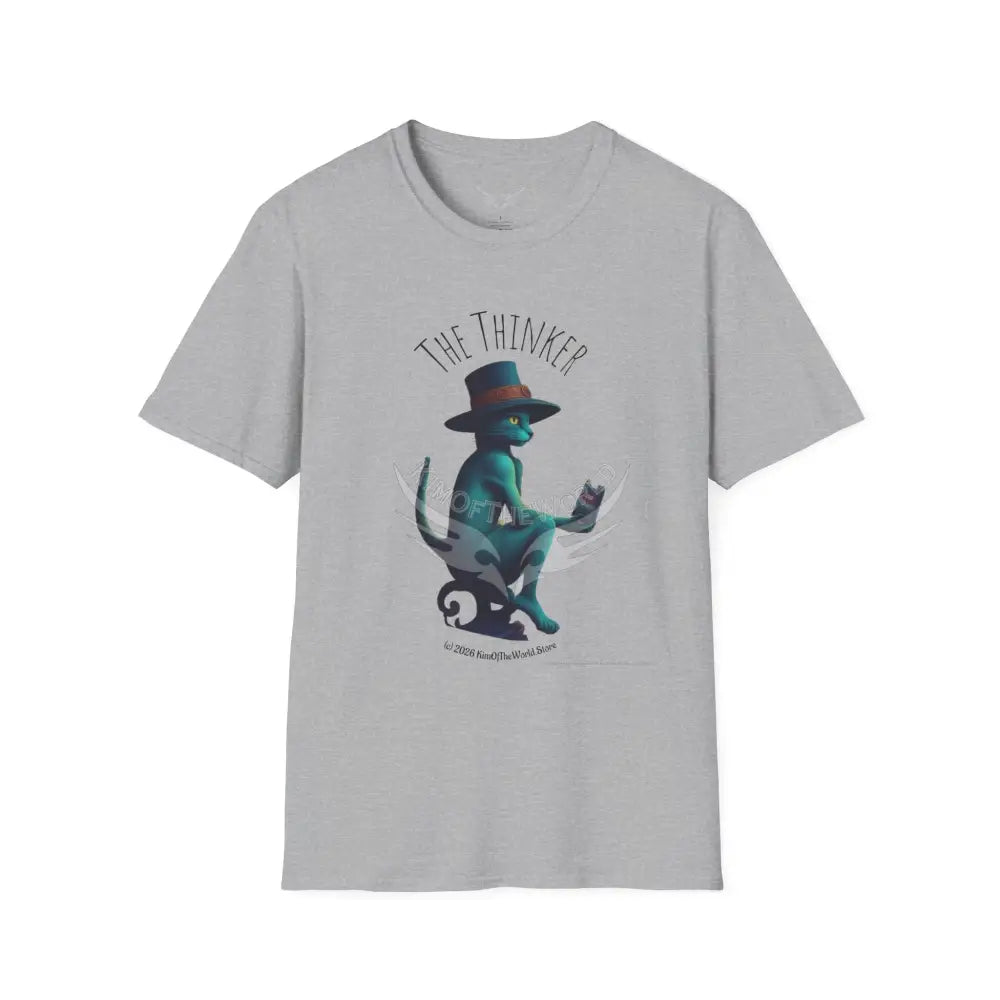 Thinking Cat Tee - Softstyle T-Shirt Sport Grey / XS T-Shirt