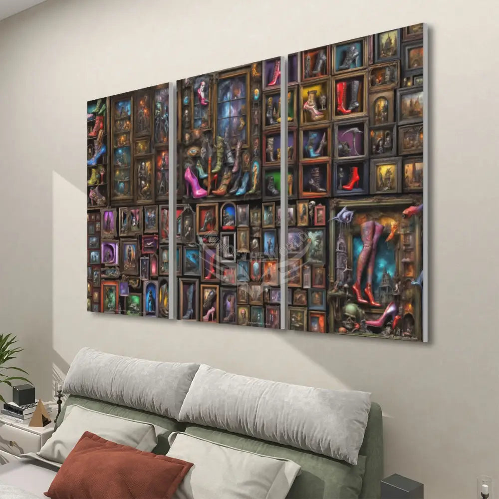 Tiny Messed Up Shoes Cyborg Frames 3 Panels Sound Absorbing Wall Art 24’’x48’’x3 pcs Acoustic Panels
