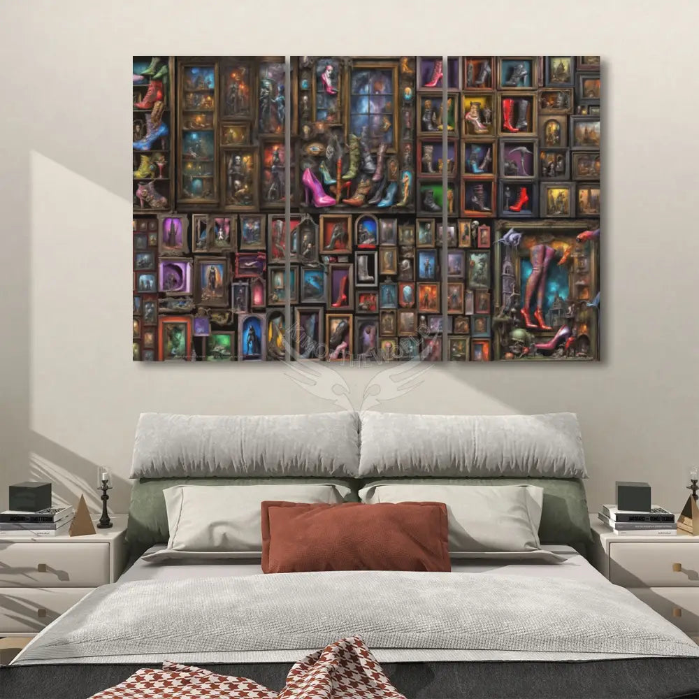 Tiny Messed Up Shoes Cyborg Frames 3 Panels Sound Absorbing Wall Art 24’’x48’’x3 pcs Acoustic Panels
