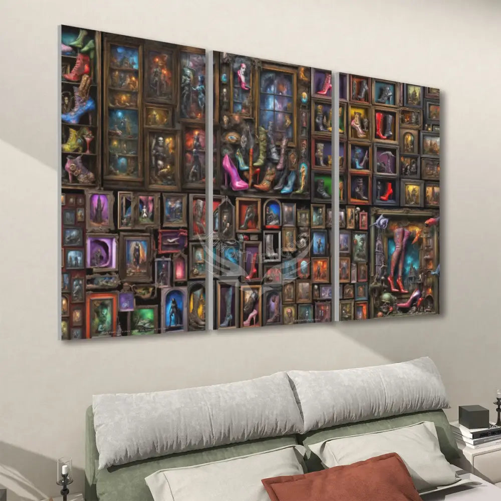 Tiny Messed Up Shoes Cyborg Frames 3 Panels Sound Absorbing Wall Art 24’’x48’’x3 pcs Acoustic Panels