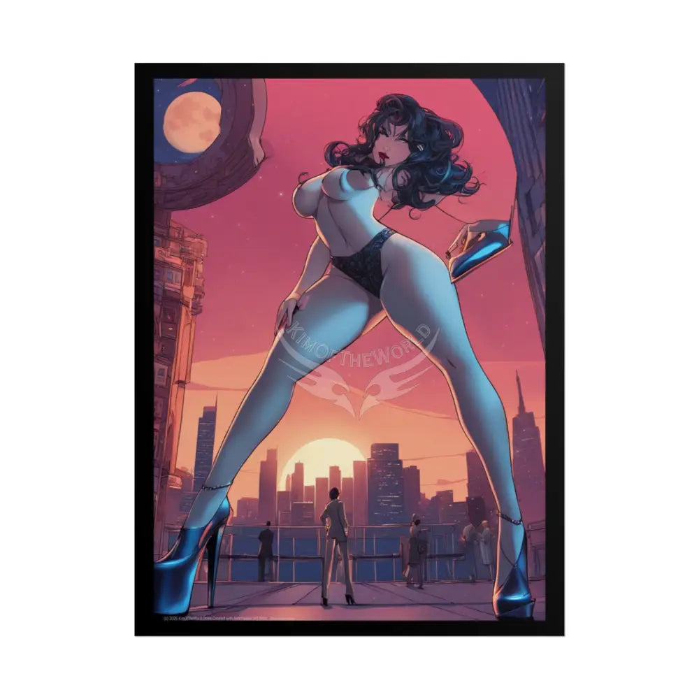 Topless Giantess Giant Tall Girl Rolled Posters — Sexy Seductive Anime Wall Art - AI Girl Girlfriend 18″ x 24″