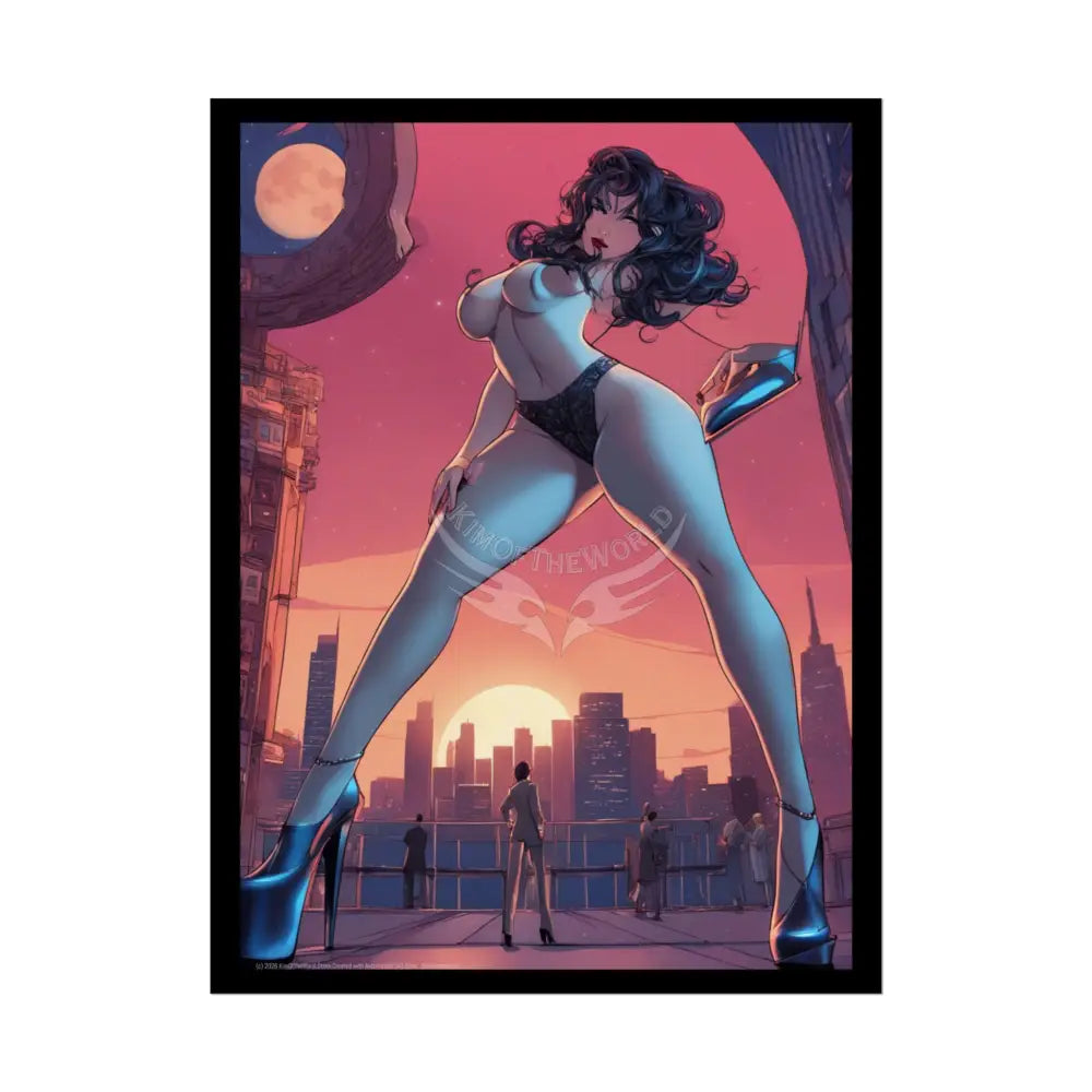 Topless Giantess Giant Tall Girl Rolled Posters — Sexy Seductive Anime Wall Art - AI Girl Girlfriend 18″ x 24″