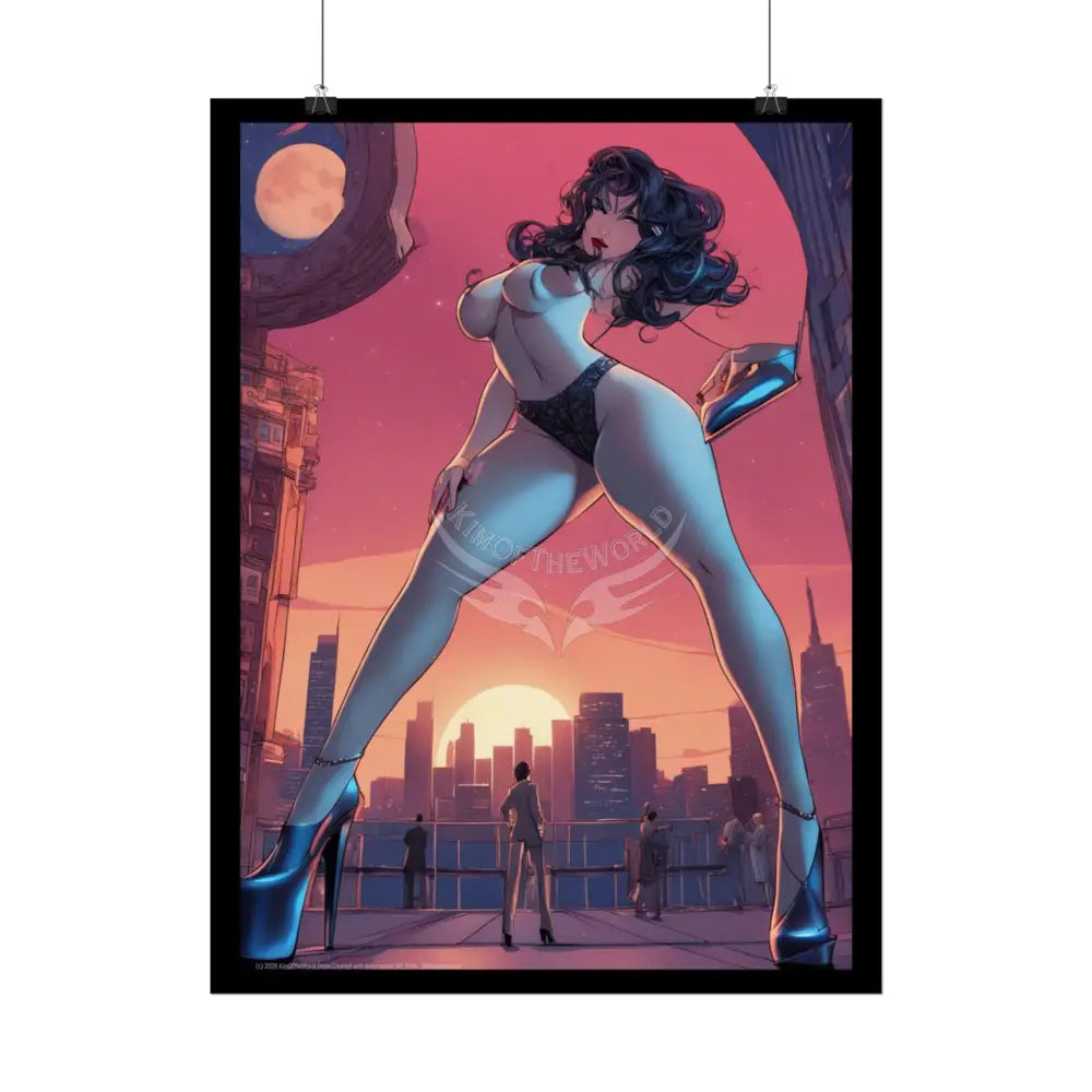 Topless Giantess Giant Tall Girl Rolled Posters — Sexy Seductive Anime Wall Art - AI Girl Girlfriend Poster