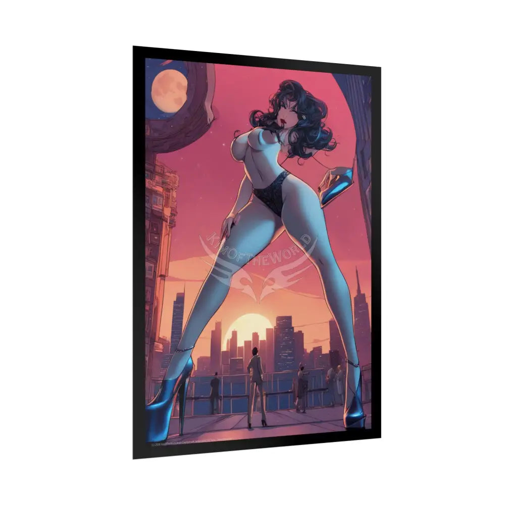 Topless Giantess Giant Tall Girl Rolled Posters — Sexy Seductive Anime Wall Art - AI Girl Girlfriend Poster