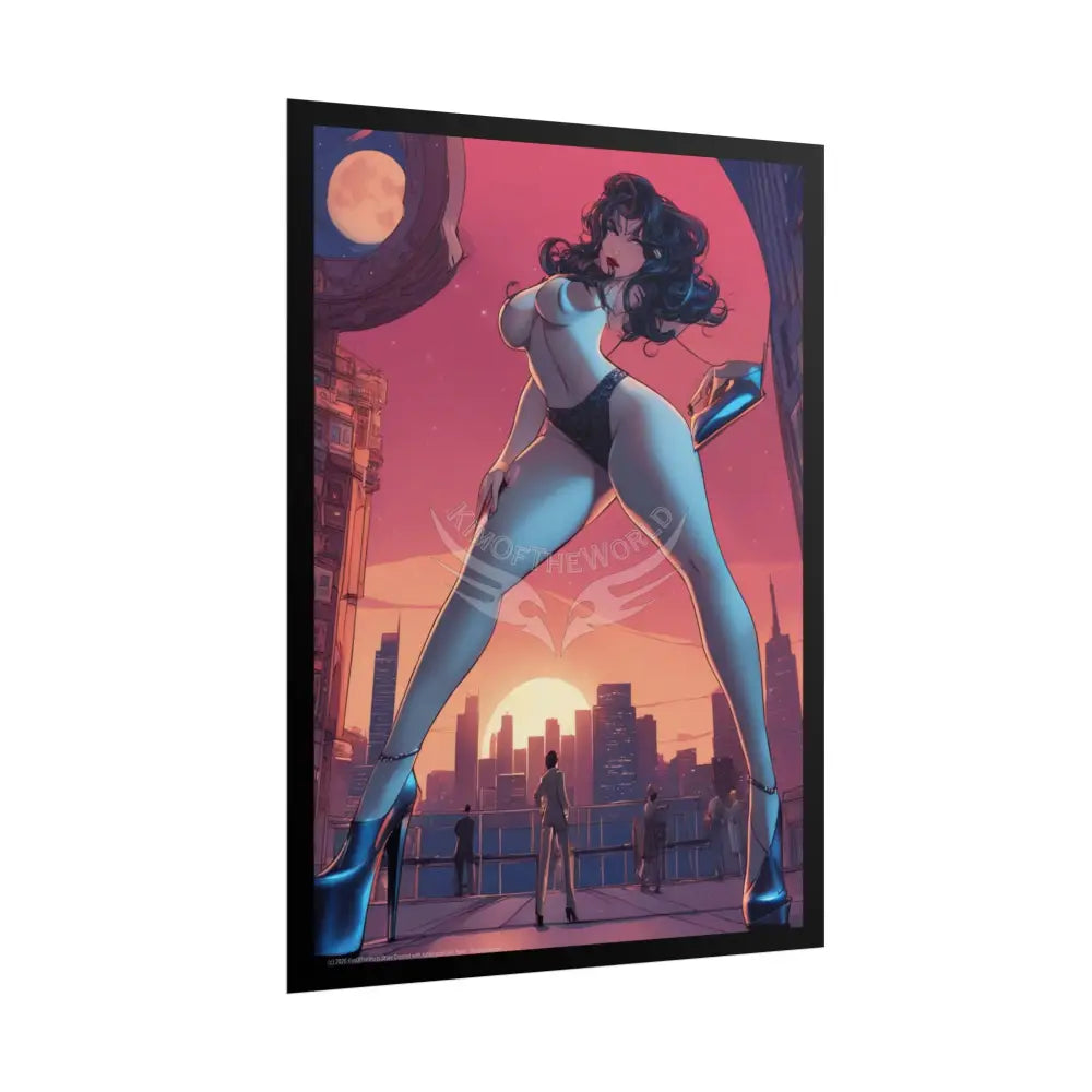 Topless Giantess Giant Tall Girl Rolled Posters — Sexy Seductive Anime Wall Art - AI Girl Girlfriend Poster