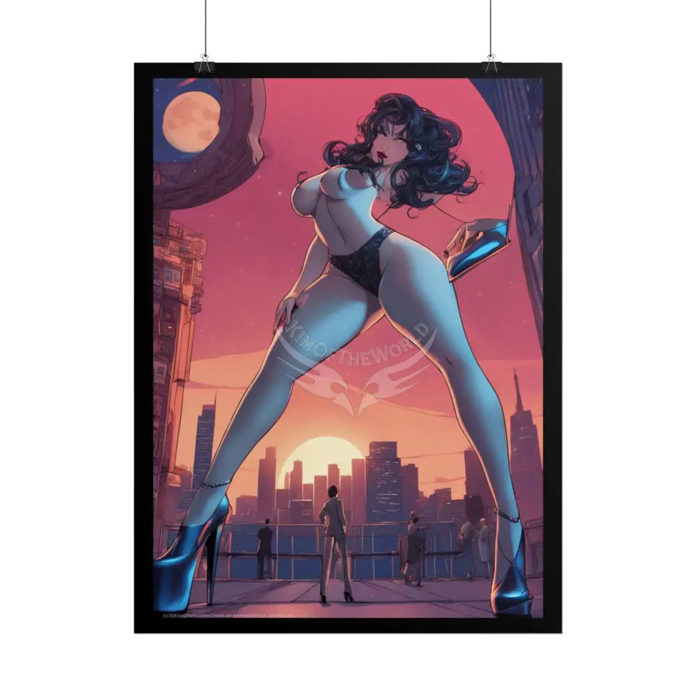 Topless Giantess Giant Tall Girl Rolled Posters — Sexy Seductive Anime Wall Art - AI Girl Girlfriend Poster