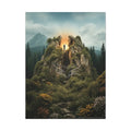 Tree Forest Sanctuary Unusual Landscape with Wildflowers Waterfall Giant Florals 30’’ x 40’’ (Vertical) / 1.25’’ Canvas