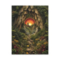 Tree Forest Sanctuary Unusual Landscape with Wildflowers Waterfall Giant Florals 30’’ x 40’’ (Vertical) / 1.25’’ Canvas