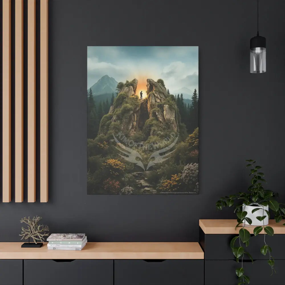 Tree Forest Sanctuary Unusual Landscape with Wildflowers Waterfall Giant Florals Canvas