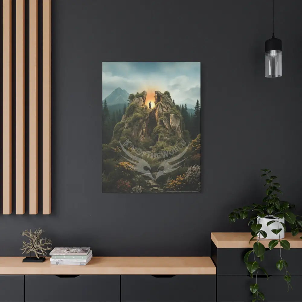 Tree Forest Sanctuary Unusual Landscape with Wildflowers Waterfall Giant Florals Canvas