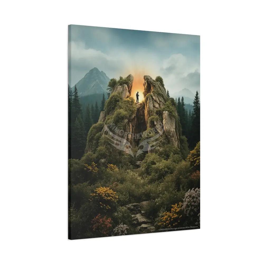 Tree Forest Sanctuary Unusual Landscape with Wildflowers Waterfall Giant Florals Canvas