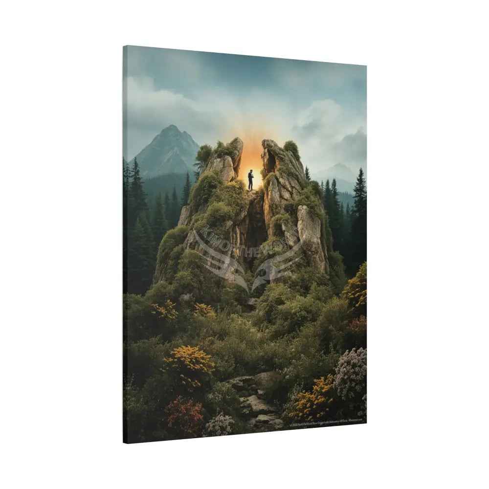 Tree Forest Sanctuary Unusual Landscape with Wildflowers Waterfall Giant Florals Canvas