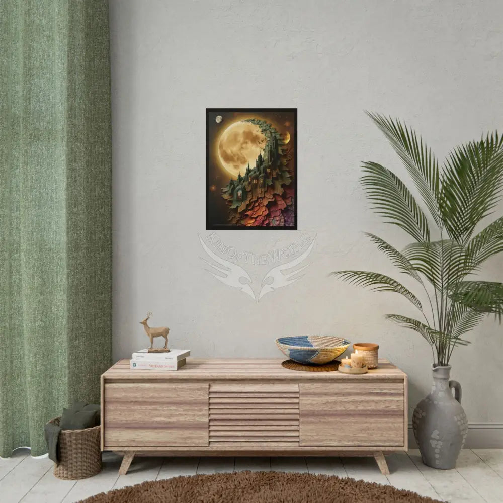 Trippy 3D Double Exposure Floral Gothic Moon is in her Soul Scene - Rolled Poster Poster