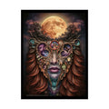 Trippy 3D Double Exposure Floral Gothic Moon is in her Soul Scene - Rolled Poster 18″ x 24″ (Vertical) / Semi Glossy