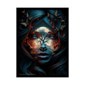 Trippy 3D Double Exposure Floral Gothic Moon is in her Soul Scene - Rolled Poster 18″ x 24″ (Vertical) / Semi Glossy