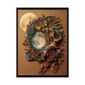 Trippy 3D Double Exposure Floral Gothic Moon is in her Soul Scene - Rolled Poster 18″ x 24″ (Vertical) / Semi Glossy