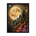 Trippy 3D Double Exposure Floral Gothic Moon is in her Soul Scene - Rolled Poster 18″ x 24″ (Vertical) / Semi Glossy
