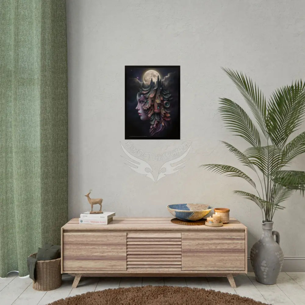 Trippy 3D Double Exposure Floral Gothic Moon is in her Soul Scene - Rolled Poster Poster