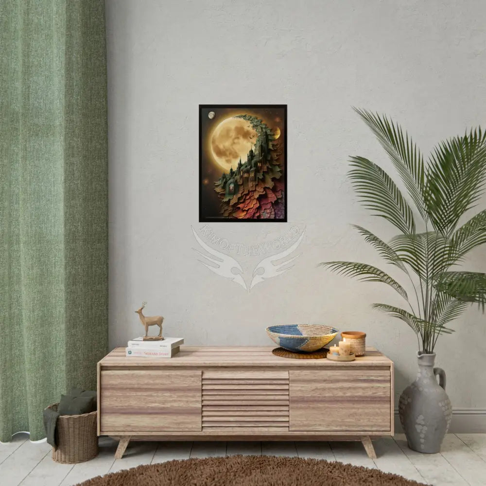 Trippy 3D Double Exposure Floral Gothic Moon is in her Soul Scene - Rolled Poster Poster