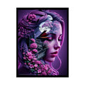 Trippy 3D Double Exposure Floral Gothic Music is in her Soul Scene - Rolled Poster 18″ x 24″ (Vertical) / Semi Glossy