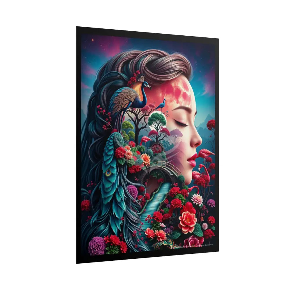 Trippy 3D Double Exposure Floral Gothic Scene - Rolled Poster Poster