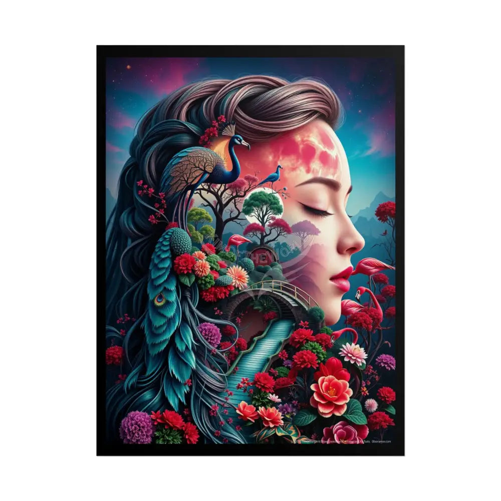 Trippy 3D Double Exposure Floral Gothic Scene - Rolled Poster 18″ x 24″ (Vertical) / Matte Poster