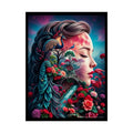 Trippy 3D Double Exposure Floral Gothic Scene - Rolled Poster 18″ x 24″ (Vertical) / Semi Glossy Poster