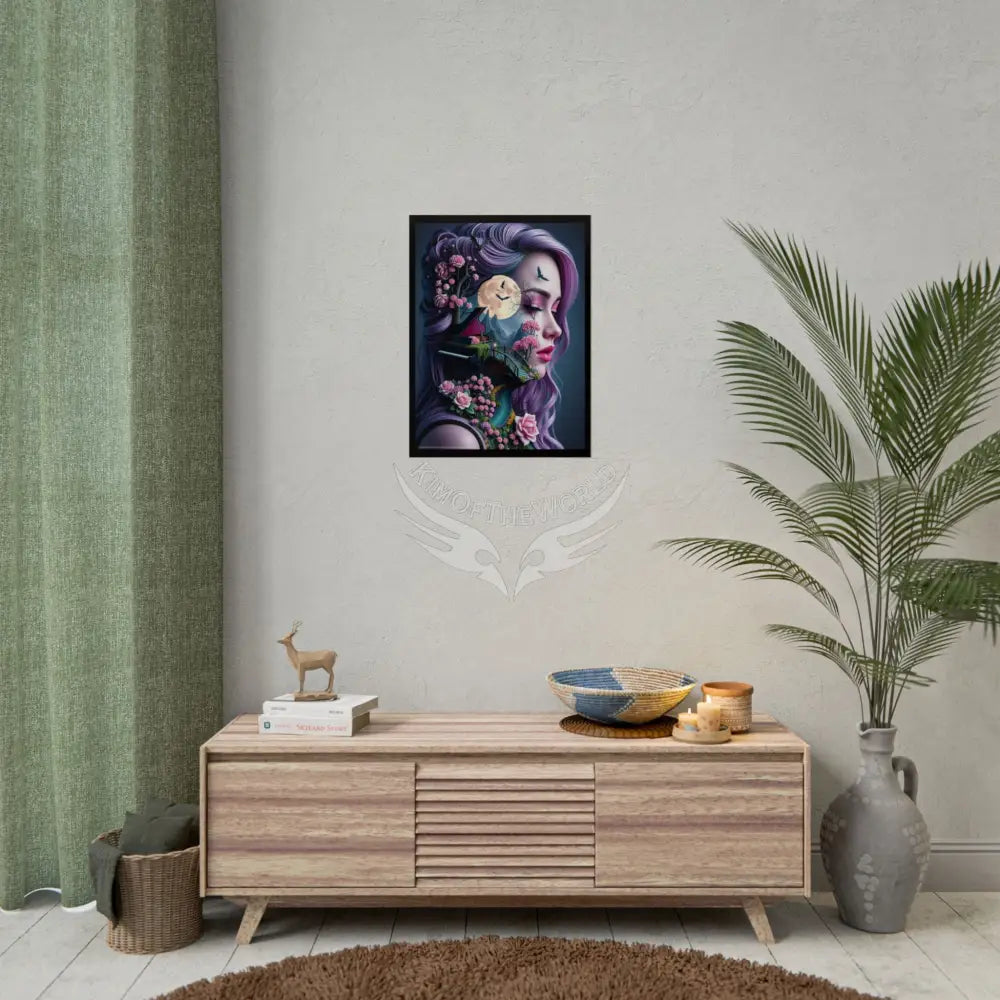 Trippy 3D Double Exposure Floral Gothic Tree Branch Lady Moon Scene - Rolled Poster Poster