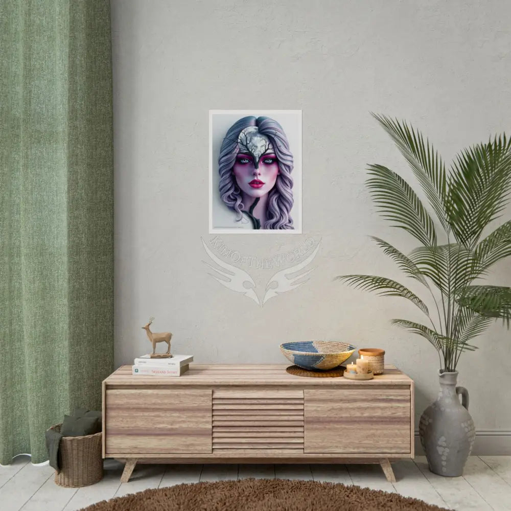 Trippy 3D Double Exposure Floral Gothic Tree Branch Moon Scene - Rolled Poster Poster
