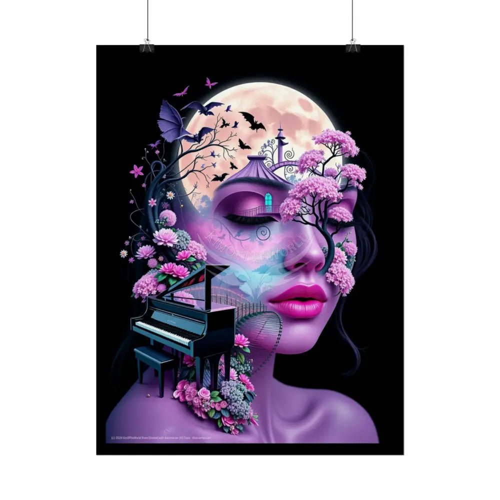 Trippy 3D Double Exposure Floral Music is in her Soul Scene - Rolled Poster Poster