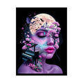 Trippy 3D Double Exposure Floral Music is in her Soul Scene - Rolled Poster 18″ x 24″ (Vertical) / Semi Glossy Poster