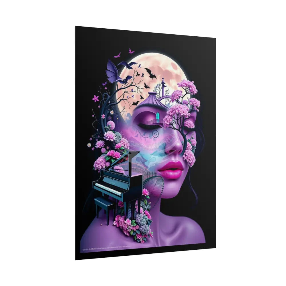 Trippy 3D Double Exposure Floral Music is in her Soul Scene - Rolled Poster Poster
