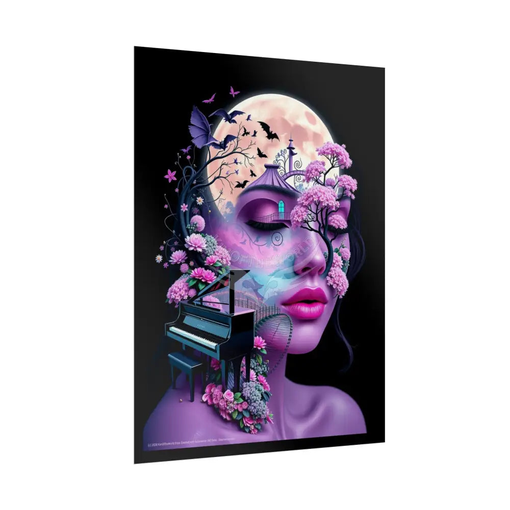 Trippy 3D Double Exposure Floral Music is in her Soul Scene - Rolled Poster Poster